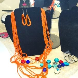 Brand New Paparazzi Necklace With Two Pair of Earrings & Two Rings